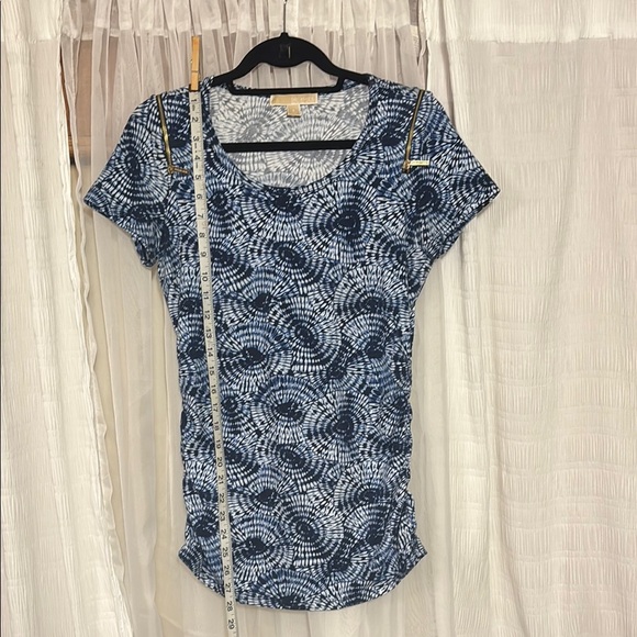 Michael Kors Blue Fitted Ruched T-Shirt - Picture 3 of 10